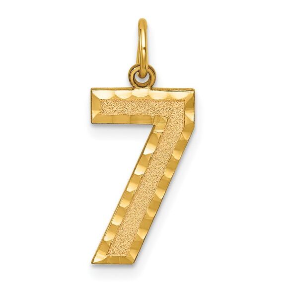 14k Yellow Gold Varsity Collection Large D/C Pendant Number 7